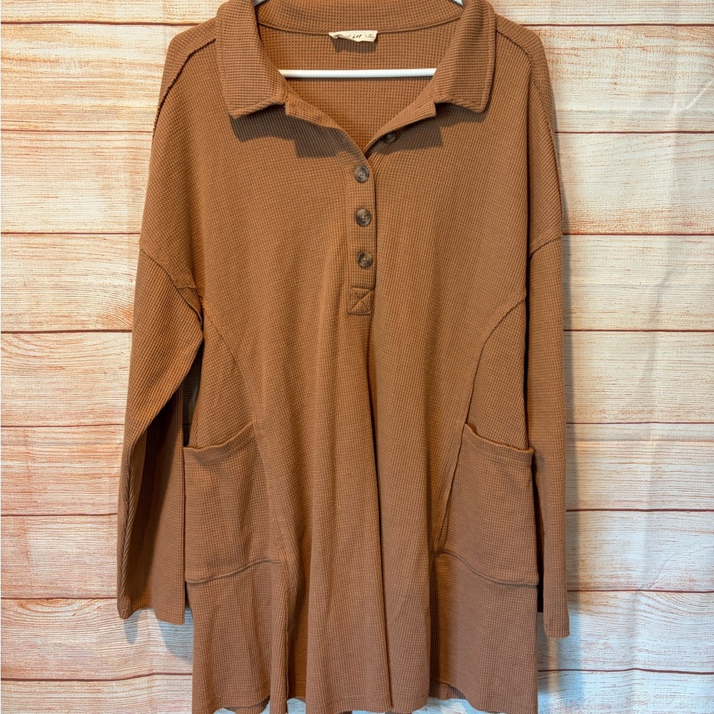 Women's Casual Brown Button Down Shirt